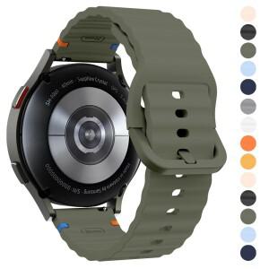 삼성 호환 갤럭시 호환 워치 7 6 5 Pro 4 44/40mm용 스포츠 밴드 22/20mm 고무 스트랩 클래식 기어 S3 팔찌