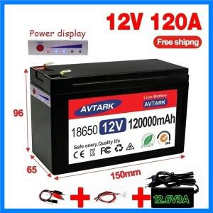 수 12V 120Ah 120000 태양 에너지 내장형 고전류 30A BMS 전기 자동차 배터리 + 12.6V char용 mAh 18650 리