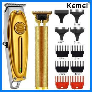 Kemei 헤어 클리퍼 KM-1949 전기 이발사 풀 메탈 전문 헤어 트리머 세트 남성용 수염 마무리 헤어 커팅 머