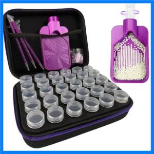 30칸 다이아몬드 아트 보관 케이스 새로운 업그레이드 다이아몬드 페인팅 트레이와 깔때기 포함; 다이아몬