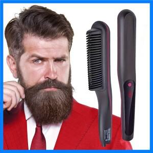 다기능 헤어 스트레이트너 전문 남성 수염 스트레이트너 브러시 그루밍 핫 빗 수염 스트레이트너 브러시