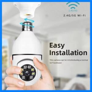 전구 보안 카메라 2.4G&5GHz 와이파이 실외용 1080P E27 라이트 소켓 보안 카메라 실내 360도 °   뷰 컬러