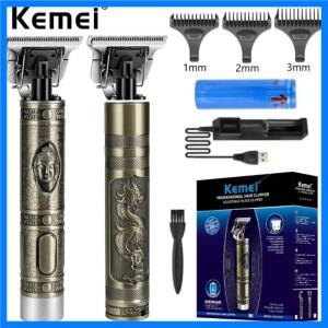 Kemei KM-1974 남성용 전문 헤어 클리퍼 이발사 헤어 트리머 레트로 부처님 무선 가장자리 전기 헤어 커팅