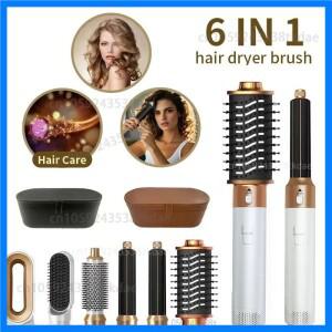 6 in 1 헤어 드라이어 원스텝 핫 에어 콤 세트 전문 에어 스타일링 컬링 아이언 헤어 스트레이트너 스타일