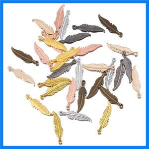 10/50100pcs 26.5x6.5mm 깃털 매력 골동품 청동 골동품 실버 컬러 펜던트 DIY 쥬얼리 수제 액세서리 만들기