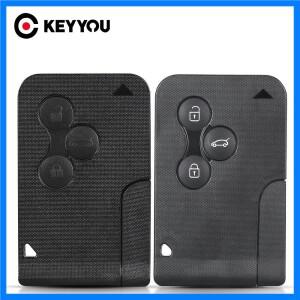 KEYYOU Renault Clio Logan Megane 2 3 Koleos Scenic 3 버튼 원격 키 케이스 소형 키용 교체 스마트 카드