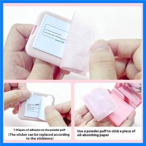 지성 피부용 대나무 숯 차 종이 메이크업 100매 오일 흡수 종이(거울 케이스 및 퍼프 포함) 휴대용 오일 홀