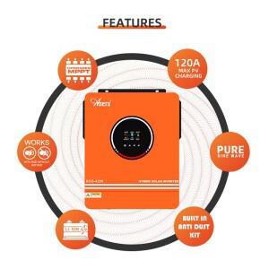 Aernn Mppt 태양광 인버터, 순수 사인파 이중 출력, MPPT 80A 120A, 3KW, 4.2KW, 오프 그리드, 24V, 220V