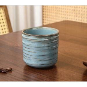 레스토랑, 가정, 사무실에 적합한 FIBOS 일본 레트로 세라믹 찻잔, 커피잔, 물컵, 파란색.