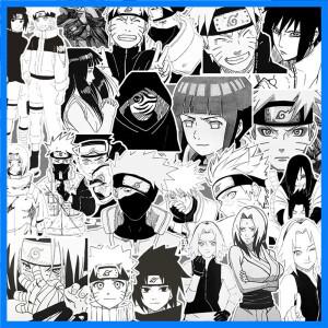 10/30/50/100pcs 블랙 화이트 나루토 애니메이션 스티커 멋진 만화 낙서 데칼 DIY 전화 스케이트 보드 가방