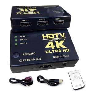 [미국배송] QWXAMZ 4K 30HZ HDMI 스위치 3 IN 1 출력 스위처 셀렉터 박스 원격 지원 3D CEC HDR HDCP2.3 PS5 PRO PS5/4/3 NS PC 노트북용