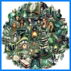 50PCS 숲의 마녀 테마 스티커 Scrapbooking 콜라주 소재 장식 전화 케이스 프레임 DIY 방수 스티커