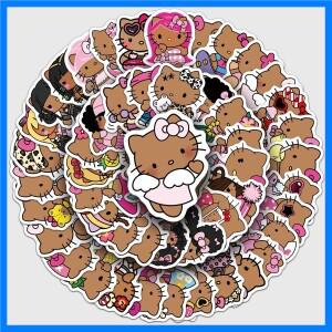 50PCS 새로운 귀여운 검은 피부 헬로 키티 만화 스티커 DIY 장식 PVC 방수 스케이트 보드 노트북 낙서 장난