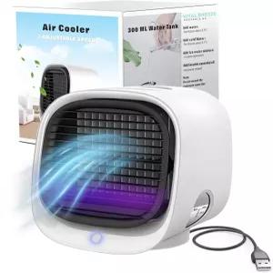 바이탈 브리즈 휴대용 AC 증발식 에어컨 300mL 물탱크 40dB 조용 3개의 팬 속도 세척 가능한 필터 컬러