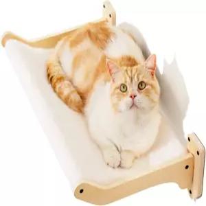 뮤펀 고양이 해먹 탈착식 소프트 커버가 있는 벽 선반 실내 고양이를 위한 20.5 X 12.5 인치 대형 나무