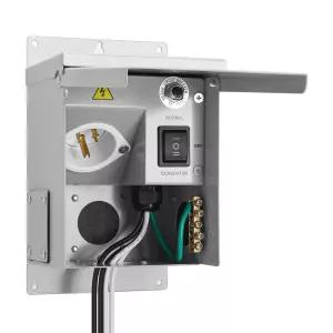 발전기 이송 스위치 회로 차단기가 있는 브리이데아 15암페어 120V 수동 방수 플립 커버 사전 배선됨