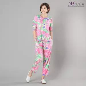 엄마옷 라이트꽃나염 상하세트홈웨어 1GHJ24473 중년여성 마담 60 70대  빅사이즈 할머니