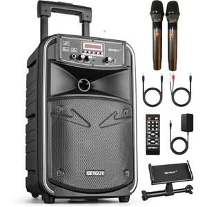 [미국배송] GTSK8-2 휴대용 블루투스 PA 스피커 시스템 - MP3/USB/SD 카드 리더가 장착된 충전식 사운드 및 무선 마이크 세트 파티 노래방 DJ 이벤트 야외 공연에 적합