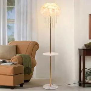 플로어 램프 깃털 티테이블 테이블 스탠드 장스탠드