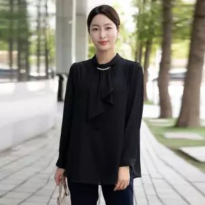 엄마옷 스카프 장식 블라우스 1GHJ23851 중년여성 마담 60 70대  빅사이즈 할머니
