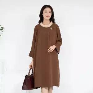 엄마옷 노방터틀 소매 플리츠원피스 1GHJ24632 중년여성 마담 60 70대  빅사이즈 할머니