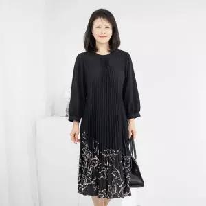 엄마옷 라운드 주름 긴팔원피스 1GHJ24118 중년여성 마담 60 70대  빅사이즈 할머니