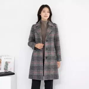 엄마옷 울 체크 카라 누빔롱코트 1GHJ24722 중년여성 마담 60 70대  빅사이즈 할머니
