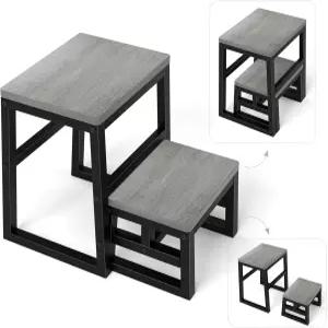 Y M 3-in-1 스텝 스툴 숨겨진 작은 스툴이 있는 다목적 2 풋 튼튼한 금속 프레임 홈 오피스 차고 실내외