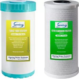 iSpring F2WGB21BKS 전체 하우스 4.5 x10 물 여과 CTO 카본 블록 및 WGB21B-KS용 GAC+KDF 필터 교체