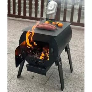 거꾸로 타는 난로 무쇠 화목난로 원통형 나무 펠렛 중형