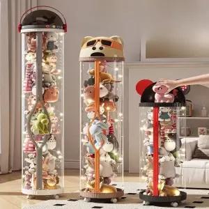 투명 인형정리함 캐릭터 봉제인형 장난감 보관통 이동식