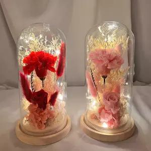 카네이션 장미 두송이 LED 무드등 결혼기념일 부부의날 선물