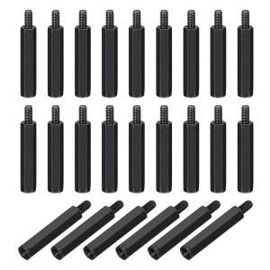 PATIKIL 24pcs M3x25mm 6mm 남성 헥스 스탠드오프, 컴퓨터 케이스 회로 기판용 탄소강 PCB 마더보드 스페이서 스탠드오프 FPV 드론 쿼드콥터, 블랙