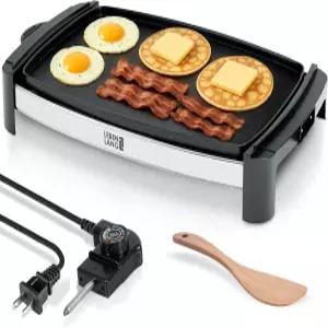 레벤랑 18인치 대형 전기 그릴 - 계란 팬케이크 버거 I 탈착식 온도 조절 및 논스틱 코팅 실내 플랫 탑 팬
