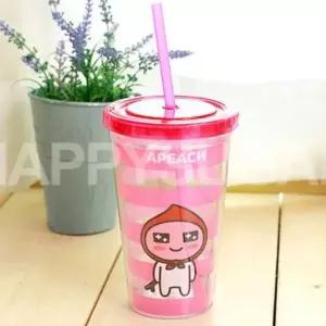 빨대컵 유아 텀블러 아이스컵 480ml 어피치 캐릭터