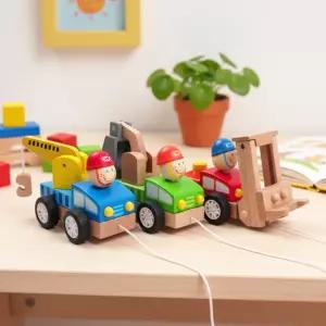 원목 중장비 미니카 자동차 포크레인 크레인 지게차 피규어 미니어처 나무 역할놀이 장난감