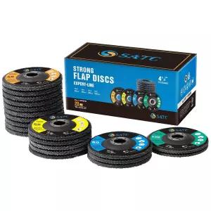 S SATC 20PCS 플랩 디스크 4 1/2 앵글 그라인더 40 /60 /80 /120 그릿 고밀도 베벨 타입 샌딩 연마 29