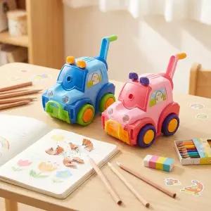 자동차 모양 유아 어린이 연필깎이 선물 핑크 블루