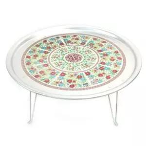 원형 양은 밥상 47cm 빈티지 찻상 시골다과상 고급스러운 옛날 양은쟁반