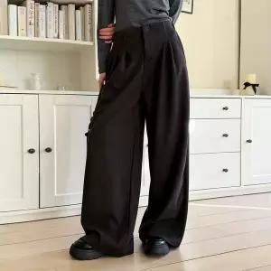 [옷자락]여자 데일리 편안한 기모 와이드 슬랙스_P414219514