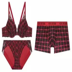 게스언더웨어 홀리데이 하트체크 남여커플세트(GDWBRB12DRB12)