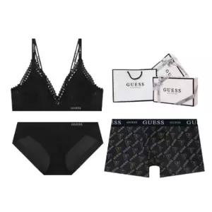 게스언더웨어 모던 레이스 아웃밴드 브라렛 남여 커플속옷세트 ODWBR293BK865BK