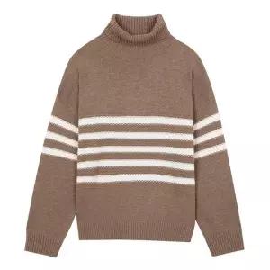 [롯데백화점]지이크 F/W 울 혼 베이지 라인 배색 터틀넥 풀오버 남성 니트 (PFUCX8029)