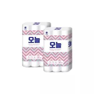 오늘 무형광 3겹 18M 30롤 2개 화장지 두루마리 휴지 2054423 J