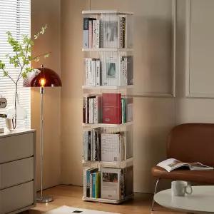 회전식 책꽃이 책장 서재 화이트 사무실 5단 선반 릴 수납 원형 수납함 공부방 북타워