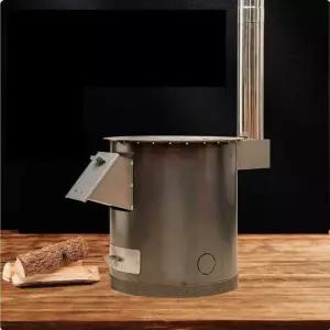 시골 장작 화로대 캠핑장 난로 캠핑 바베큐 고기