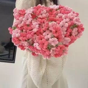 수작업 양모 diy 수국 자스민 카네이션 장미 크로셰 뜨개질 선물 니트 담요 꽃다발 재료