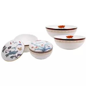 한국도자기 공기 대접 세트 초충도 신혼 단반상기4P BNS