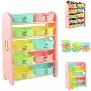 쿠쿠토이즈 펀 5단 정리함 (핑크) 조립식 수납장 장난감 정리대 교구장 다용도 보관박스