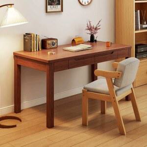 고무나무 컴퓨터책상 서랍 원목책상 거실 중학생책상 사무실 초등 수납 엔틱 테이블